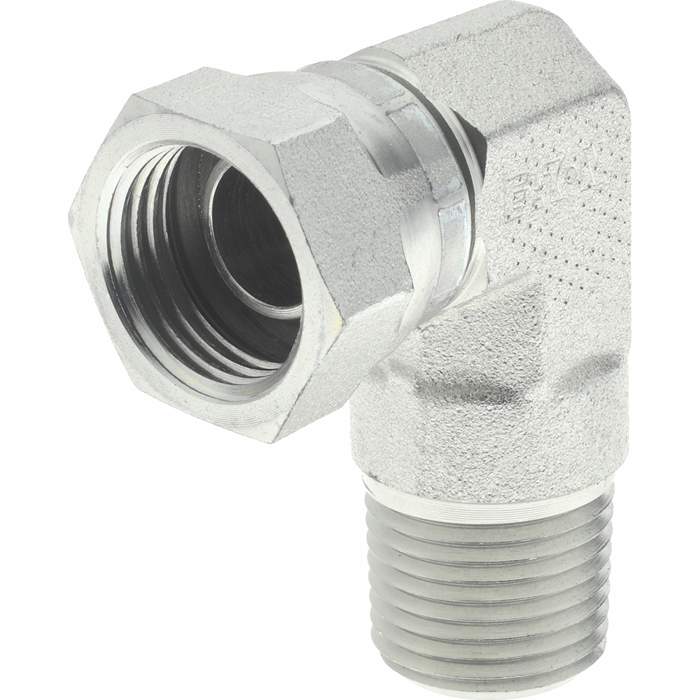 Weatherhead Industrial Pipe 90 ° Elbow Adapter: 1/2-14 Female Thread, 1/2-14 Male Thread, FNPSM x MNPT - 2047-8-8S