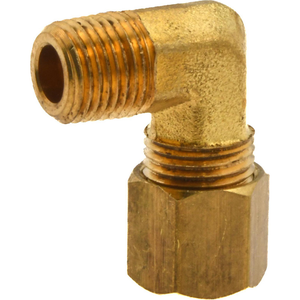 ANDERSON METALS Compression Tube Male Elbow: 1/4 x 1/8" Tube OD, Compression x MNPT - 750069-0402