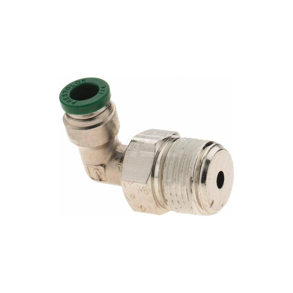 Parker Push-to-Connect Tube x MNPT x Tube x Male Fitting: Swivel Elbow, NPTF, 1/4" OD - 12545