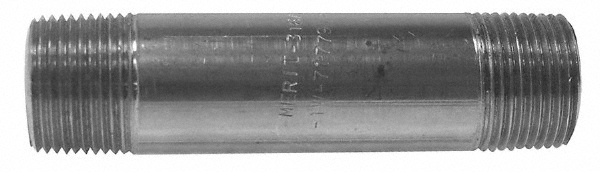 Merit Brass Stainless Steel Pipe Nipple: 1/8" Pipe, Grade 304 & 304L - 4502-200