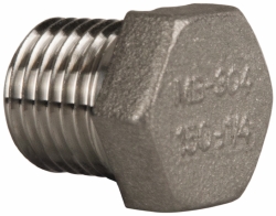 Merit Brass Pipe Hex Plug: 1/4", 304 & 304L Stainless Steel - 3417HD-04