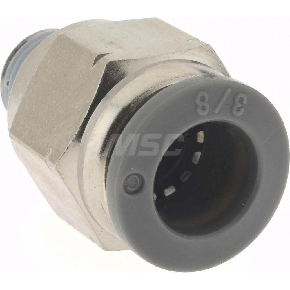 Norgren Push-to-Connect Tube x MNPT x Tube x Male Fitting: Straight Adapter, NPTF, 3/8" OD - C24250618