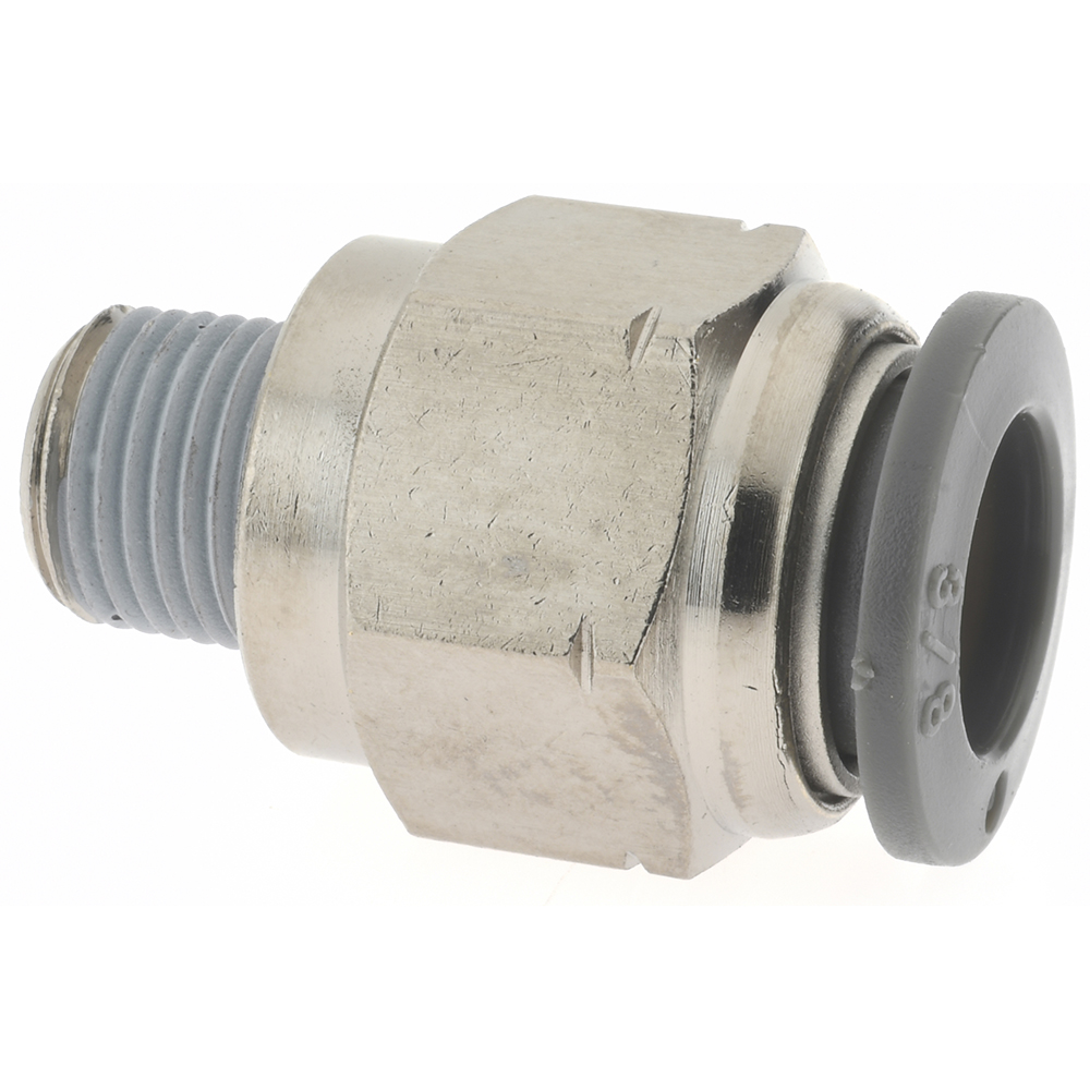 Norgren Push-to-Connect Tube x MNPT x Tube x Male Fitting: Straight Adapter, NPTF, 3/8" OD - C24250618
