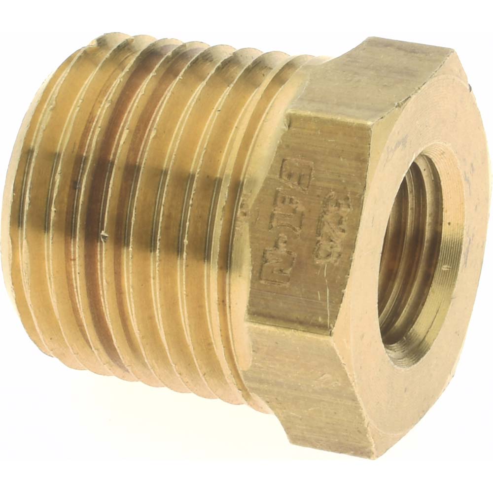 CerroBrass Industrial Pipe Bushing: 1/8" Female Thread, 1/4" Male Thread, MNPTF x FNPTF - 28102L