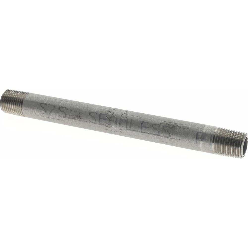 Merit Brass Stainless Steel Pipe Nipple: 1/2" Pipe, Grade 316 & 316L - 6008-400