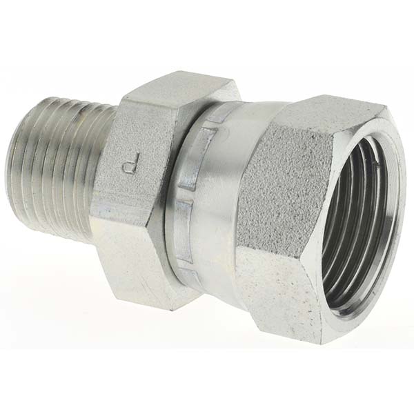 Parker Steel Flared Tube Connector: 3/4" OD, 1/2-14 Thread, 37 deg Flared Angle - 16383