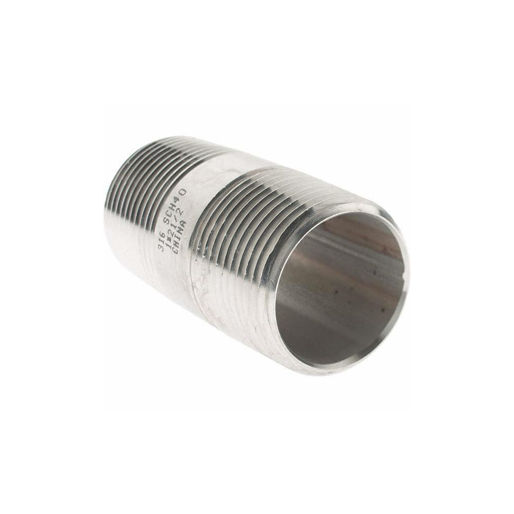 Value Collection Stainless Steel Pipe Nipple: 1" Pipe, Grade 316 & 316L - 6BN1*21/2