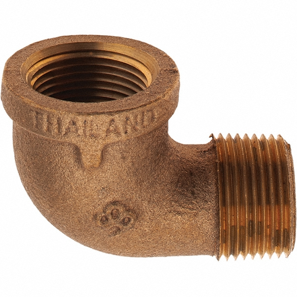 ANDERSON METALS Brass Pipe 90 ° Street Elbow: 1/4 x 1/8" Fitting, Threaded, NPT, Lead Free - 756228-0402