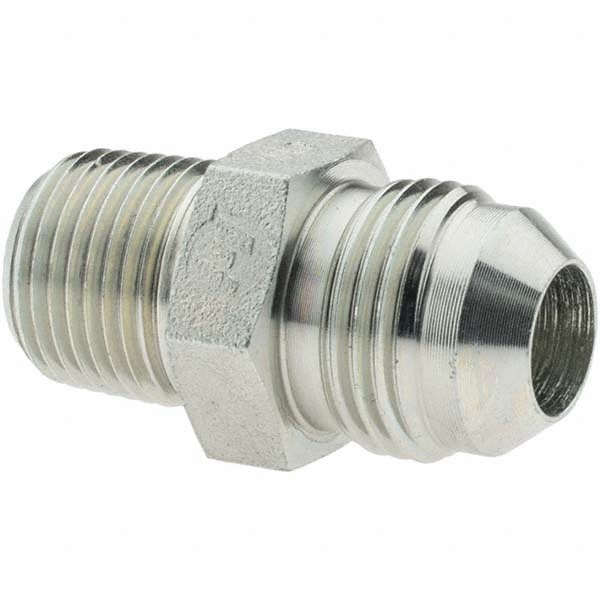Brennan Steel Flared Tube Connector: 1/2" OD, 3/4-16 x 1/4-18 Thread, 37 deg Flared Angle - 16311
