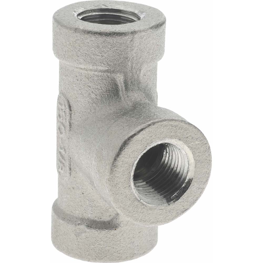 Merit Brass Pipe Tee: 1/8", 304 Stainless Steel - K406-02