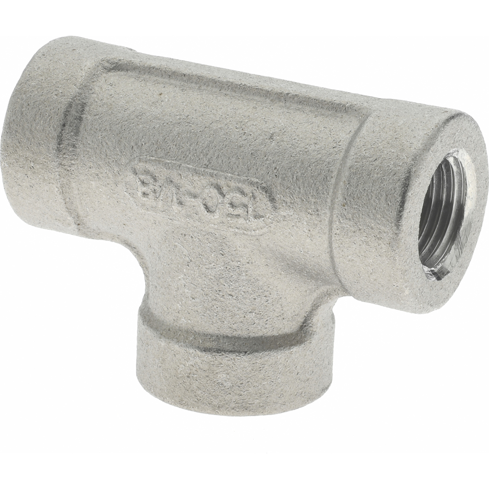 Merit Brass Pipe Tee: 1/8", 304 Stainless Steel - K406-02