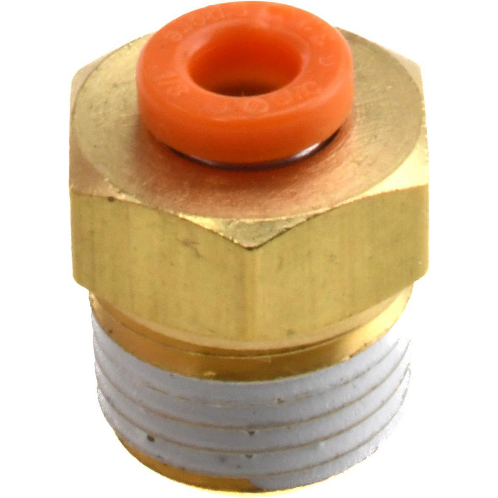 SMC PNEUMATICS Push-to-Connect Push-to-Connect Fitting: Connector, NPT, 1/8" OD - KQ2H01-34AS