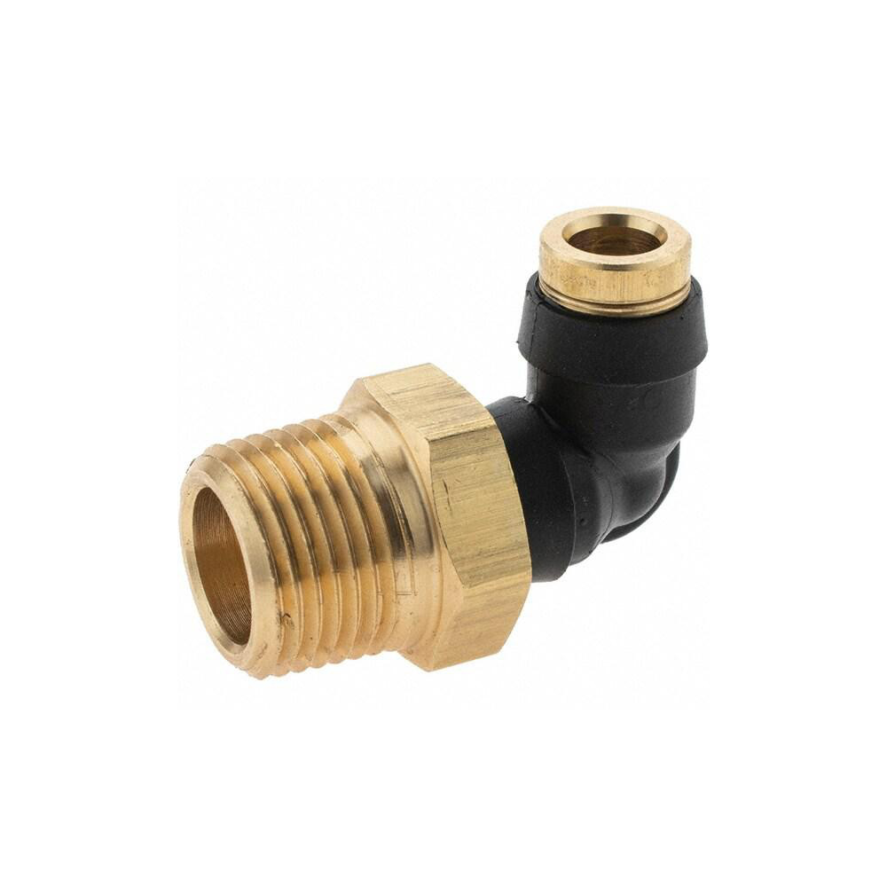 Parker Push-to-Connect Tube x MNPT x Tube x Male Fitting: 90 deg Swivel Elbow, 1/4" OD - BD-PF-00055