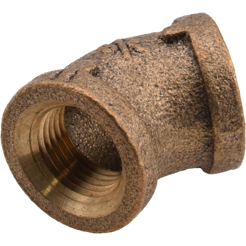 Merit Brass Brass Pipe 45 ° Elbow: 1/4" Fitting, Threaded, FNPT x FNPT, Class 125 - X102-04