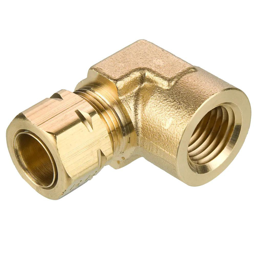Parker Compression Tube Female Elbow: 1/4-18, 1/4" Tube OD, Compression x FNPT - 170CA-4-4