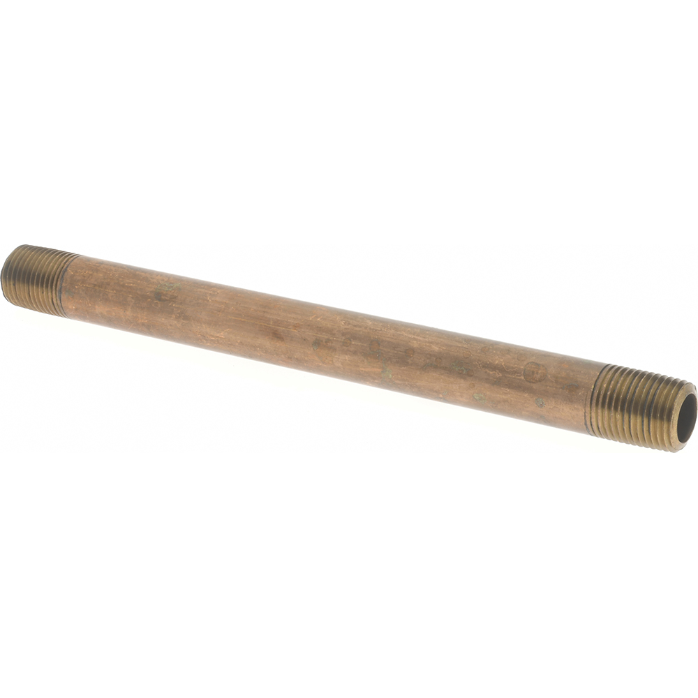Merit Brass Brass Pipe Nipple: Threaded on Both Ends, 4-1/2" OAL, 1/8" NPT - 2102-450