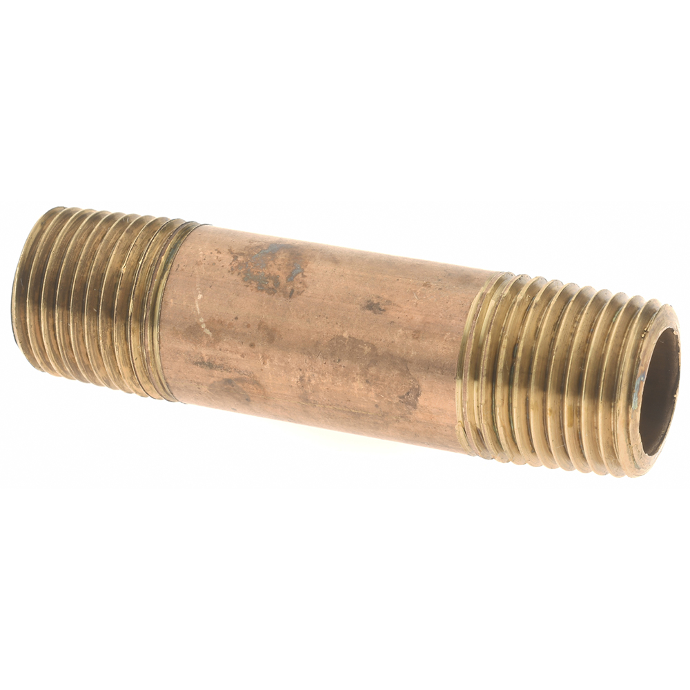 Merit Brass Brass Pipe Nipple: Threaded on Both Ends, 4-1/2" OAL, 1/8" NPT - 2102-450