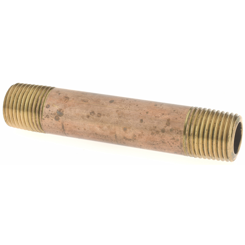 Merit Brass Brass Pipe Nipple: Threaded on Both Ends, 4-1/2" OAL, 1/8" NPT - 2102-450