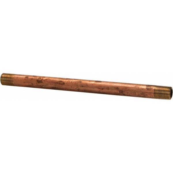 Merit Brass Brass Pipe Nipple: Threaded on Both Ends, 4-1/2" OAL, 1/8" NPT - 2102-450