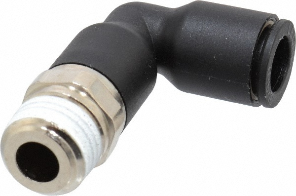 Legris Push-to-Connect Tube x MNPT Fitting: Extended Elbow, NPT, 1/4" OD - 3129 56 14