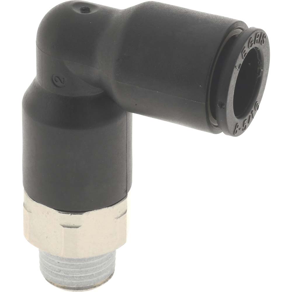 Legris Push-to-Connect Tube x MNPT Fitting: Extended Elbow, NPT, 1/4" OD - 3129 56 14