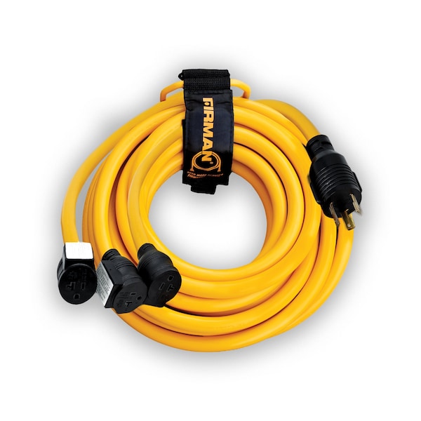 Firman 25' Heavy Duty L5-30P to 3 5-20R Power Cord With Storage Strap - 1105