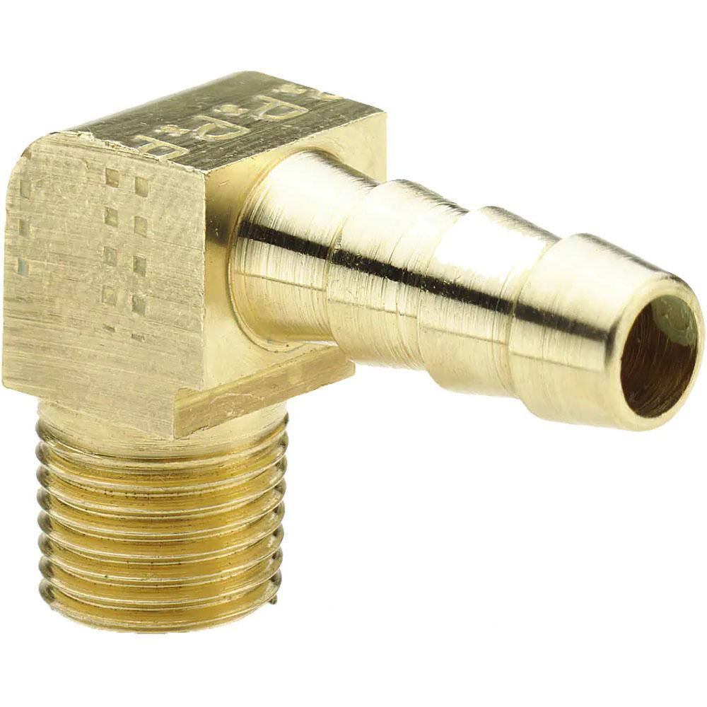 Parker Barbed Hose Fitting: 3/8" x 1/2" ID Hose, Elbow - 129HB-8-6