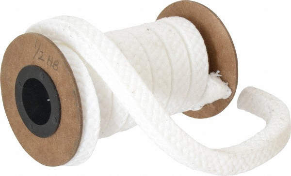 Made in USA 1/2" x 6.9' Spool Length, PTFE/Synthetic Fiber Compression Packing - 31942626