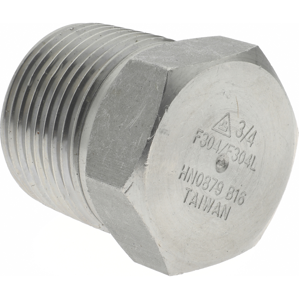 Merit Brass Pipe Hex Plug: 3/4", 304 & 304L Stainless Steel - 3417HD-12