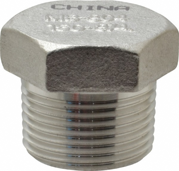 Merit Brass Pipe Hex Plug: 3/4", 304 & 304L Stainless Steel - 3417HD-12