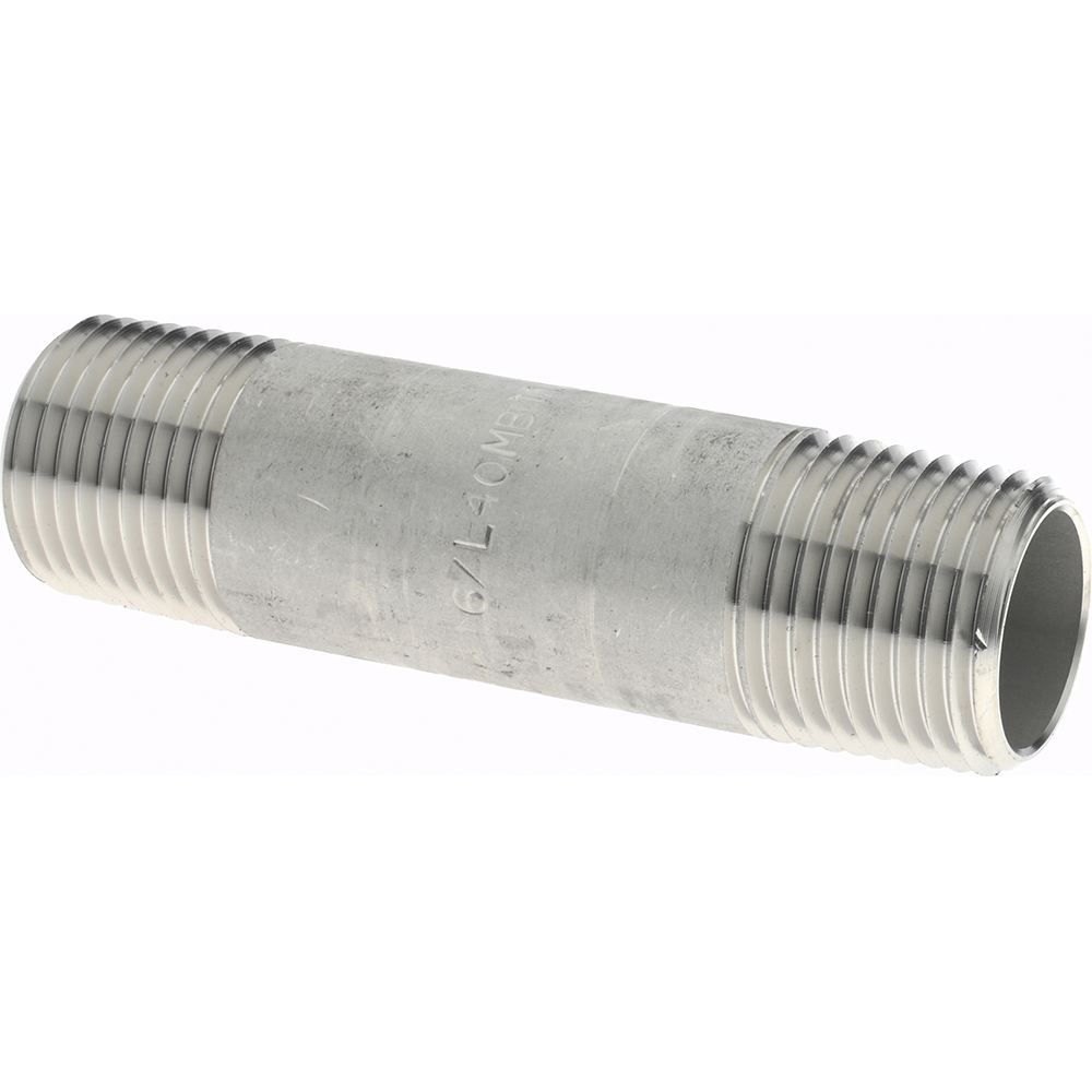 Merit Brass Stainless Steel Pipe Nipple: 1/2" Pipe, Grade 316 & 316L - 6008-300