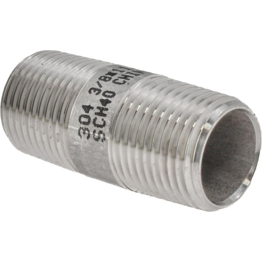 Value Collection Stainless Steel Pipe Nipple: 3/8" Pipe, Grade 304 & 304L - 4BN3/8*11/2