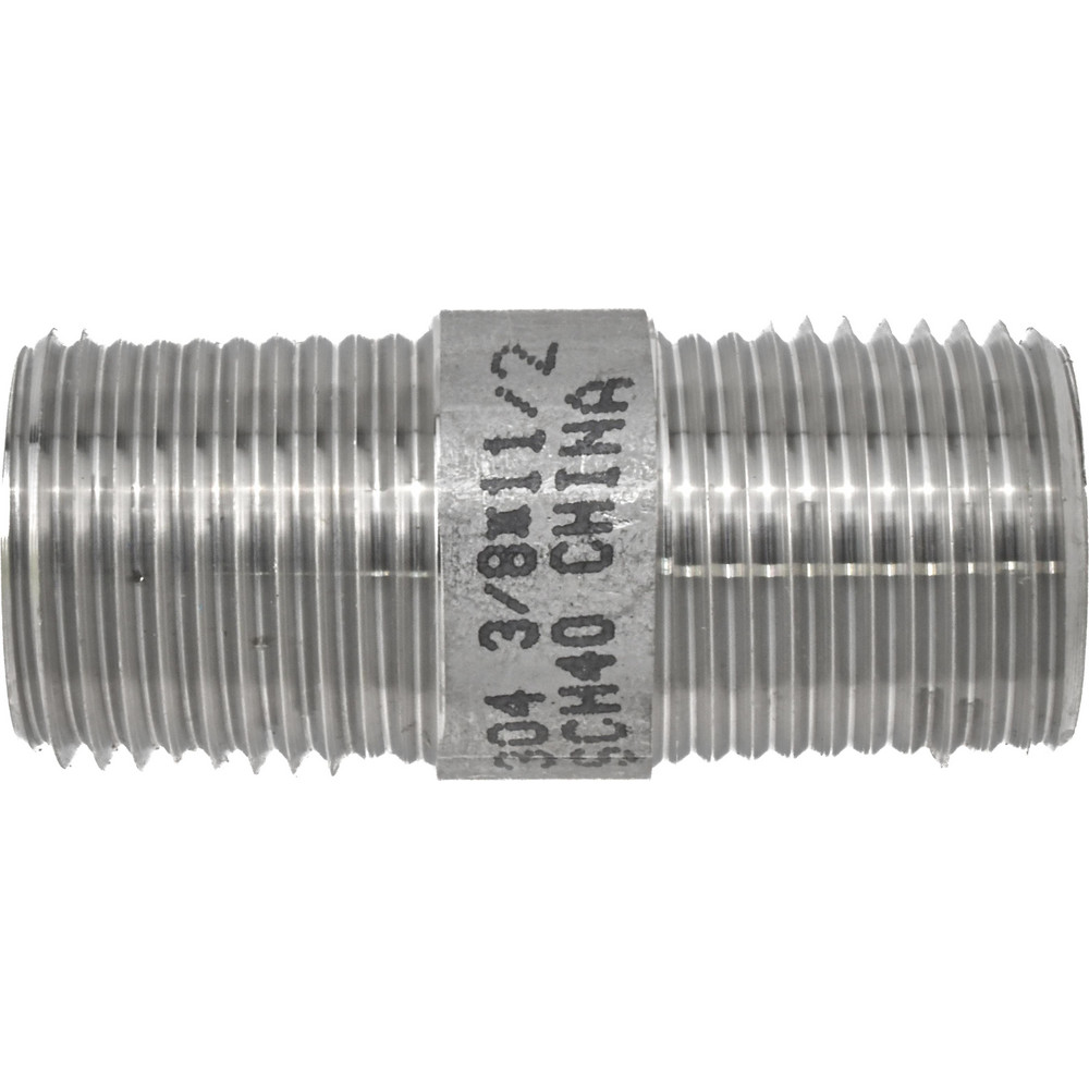 Value Collection Stainless Steel Pipe Nipple: 3/8" Pipe, Grade 304 & 304L - 4BN3/8*11/2