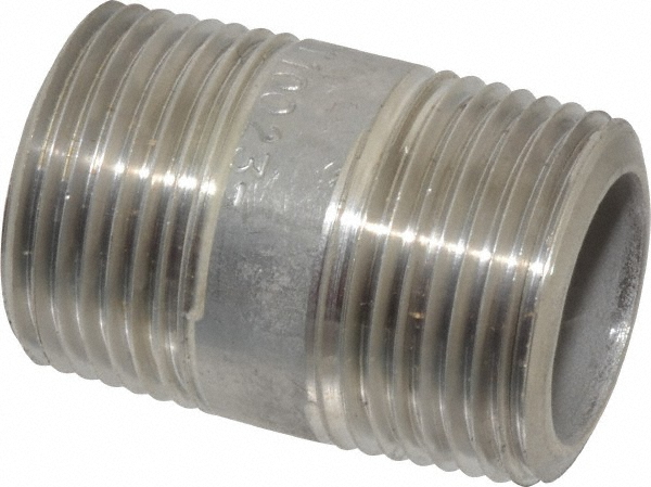 Merit Brass Stainless Steel Pipe Nipple: 3/4" Pipe, Grade 304 & 304L - 4512-600