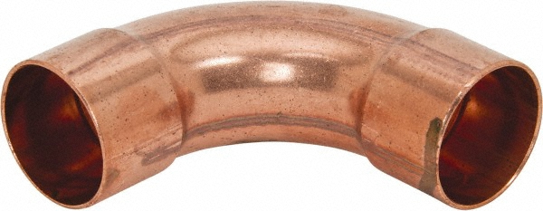 Mueller Industries Wrot Copper Pipe 90 ° Long Radius Elbow: 1-1/2" Fitting, C x C, Solder Joint - W 02063