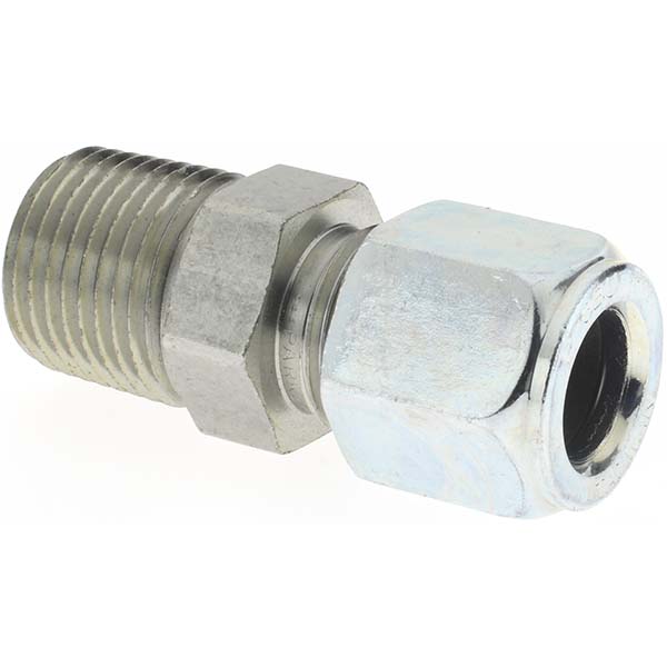 Parker Flareless Bite-Type Tube Male Connector: 1/2" NPTF, 1/2" Tube OD, Steel - 8-8 FBU-S