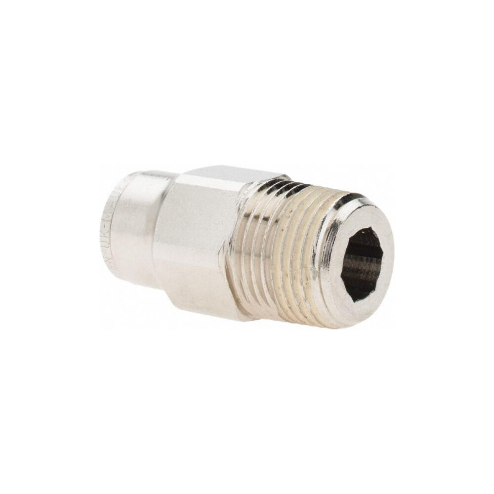 Norgren Push-to-Connect Tube x MNPT x Tube x Male Fitting: Adapter, NPTF, 3/8" OD - 124250638