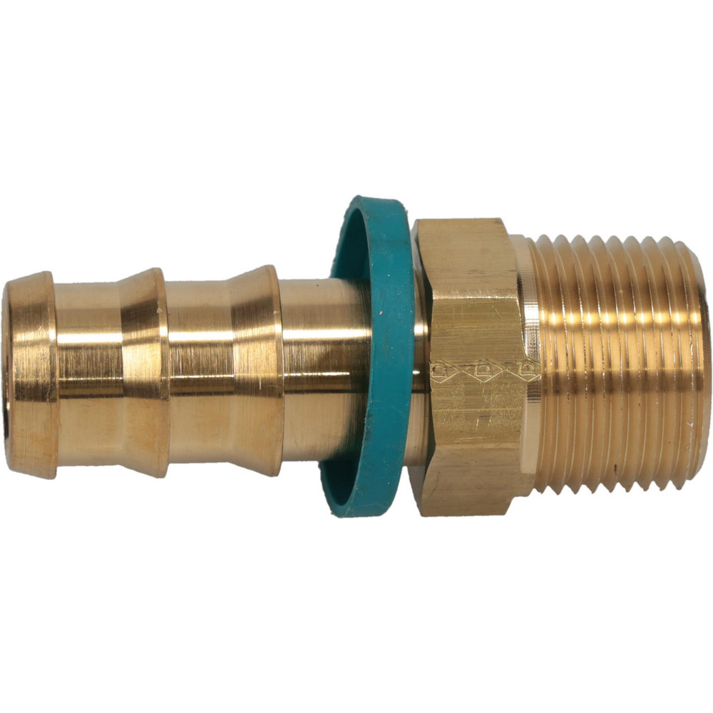 Eaton Barbed Push-On Hose Male Connector: 3/4-14 NPT, Brass, 3/4" Barb - 10012B-112