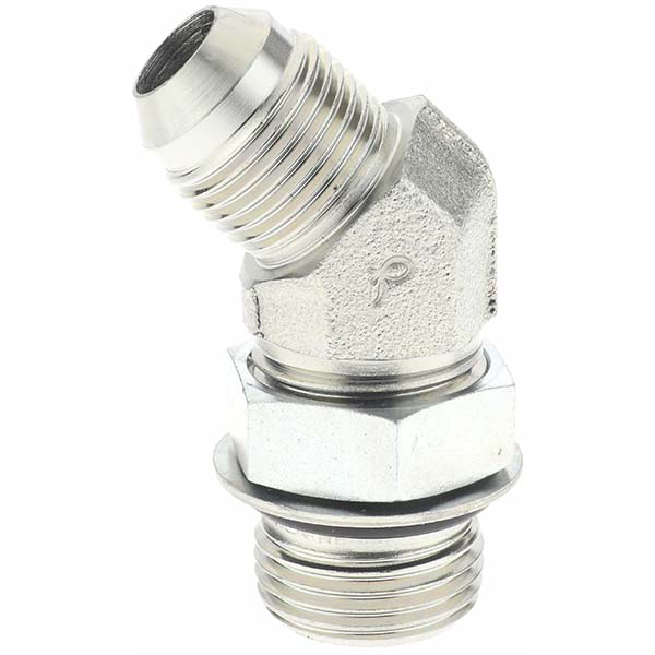 Brennan Steel Flared Tube Connector: 1/2" OD, 3/4-16 x 7/8-14 Thread, 37 deg Flared Angle - 10545