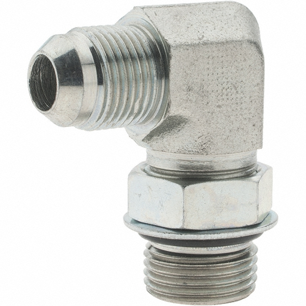 Brennan Steel Flared Tube Connector: 1/2" OD, 3/4-16 x 7/8-14 Thread, 37 deg Flared Angle - 10545