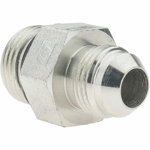 Brennan Steel Flared Tube Connector: 1/2" OD, 3/4-16 x 7/8-14 Thread, 37 deg Flared Angle - 10545