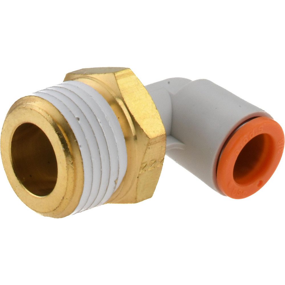 SMC PNEUMATICS Push-to-Connect Push-to-Connect Fitting: Elbow, NPT, 3/8" OD - KQ2L11-37AS
