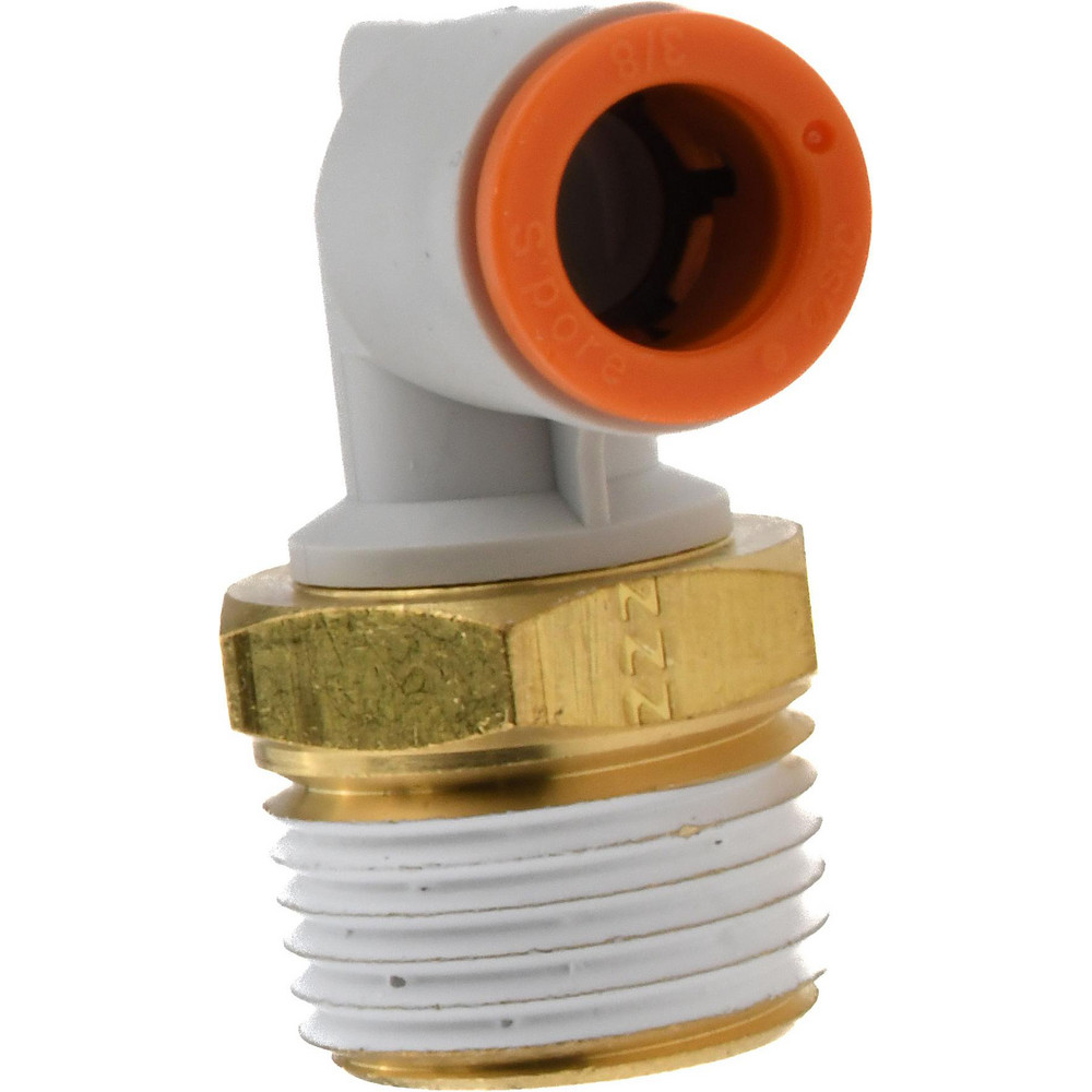 SMC PNEUMATICS Push-to-Connect Push-to-Connect Fitting: Elbow, NPT, 3/8" OD - KQ2L11-37AS