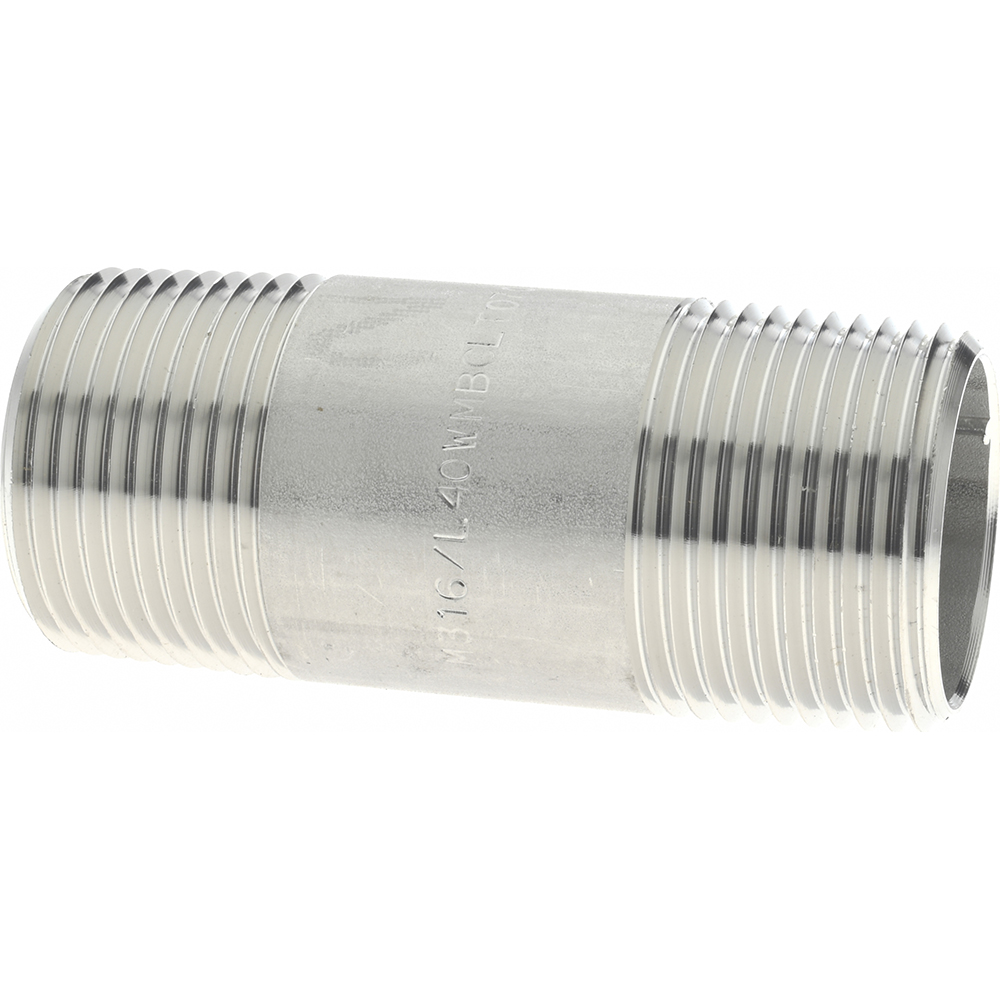 Merit Brass Stainless Steel Pipe Nipple: 1" Pipe, Grade 316 & 316L - 6016-300