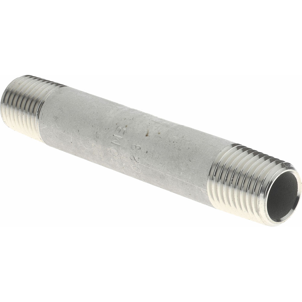 Merit Brass Stainless Steel Pipe Nipple: 1/4" Pipe, 3" Long, Grade 304 & 304L - 4004-300