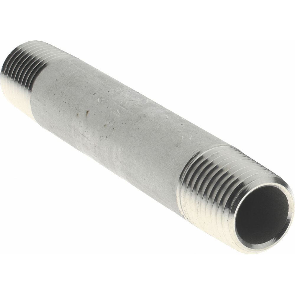 Merit Brass Stainless Steel Pipe Nipple: 1/4" Pipe, 3" Long, Grade 304 & 304L - 4004-300