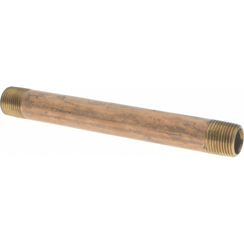 Merit Brass Brass Pipe Nipple: Threaded on Both Ends, 5-1/2" OAL, 3/8" NPT - 2106-550