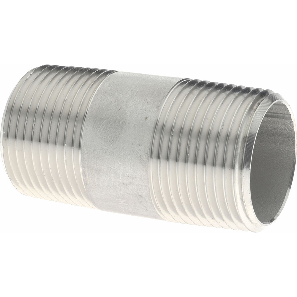 Merit Brass Stainless Steel Pipe Nipple: 1" Pipe, Grade 304 & 304L - 4016-250