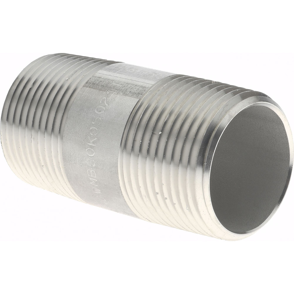 Merit Brass Stainless Steel Pipe Nipple: 1" Pipe, Grade 304 & 304L - 4016-250