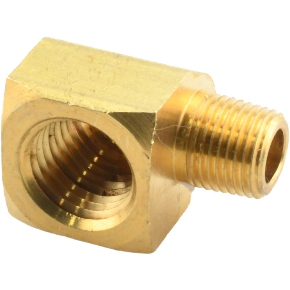 ANDERSON METALS Brass Pipe 90 ° Street Elbow: 3/8 x 1/2" Fitting, Flanged, NPT, Lead Free - 756228-0608